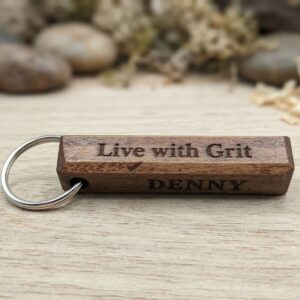 Personalized 4 Sided Wooden Rectangle Bar Keychain