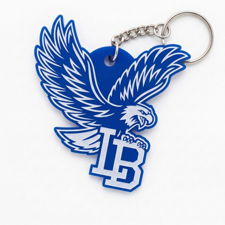 Liberty-Benton Basketball Personalized Blue Acrylic Keychain
