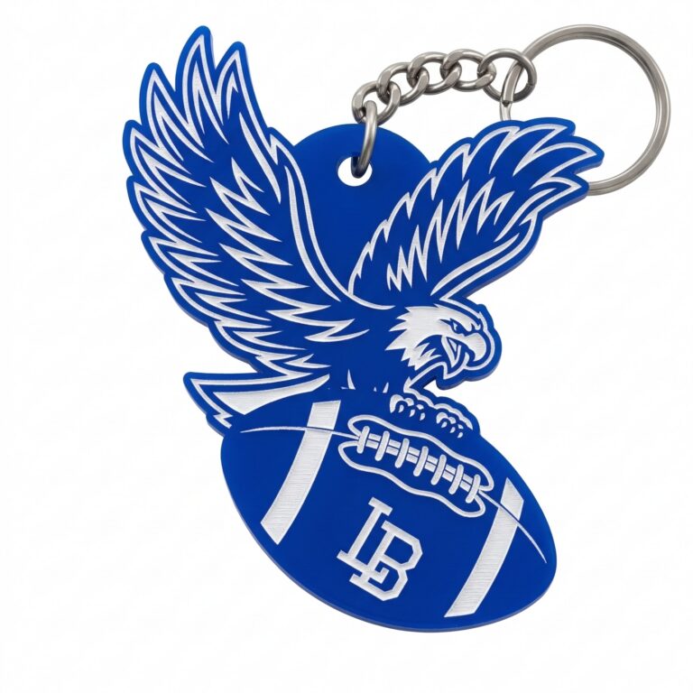 Liberty-Benton Football Personalized Blue Acrylic Keychain
