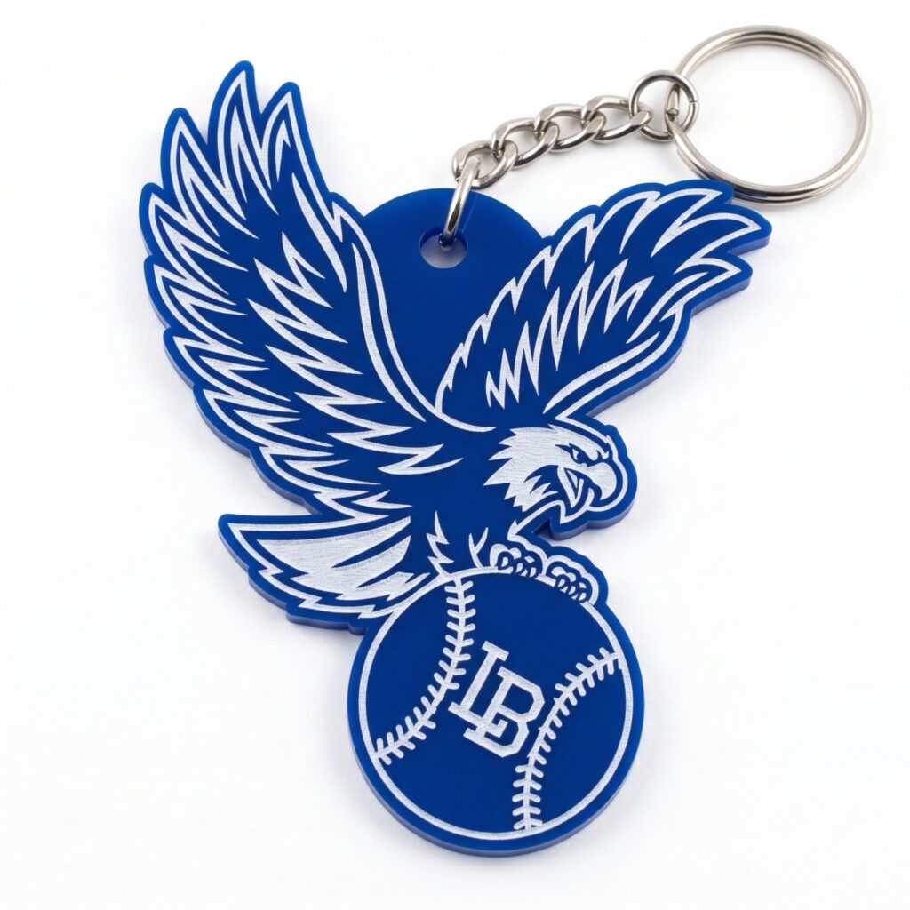 Liberty-Benton Softball Personalized Blue Acrylic Keychain