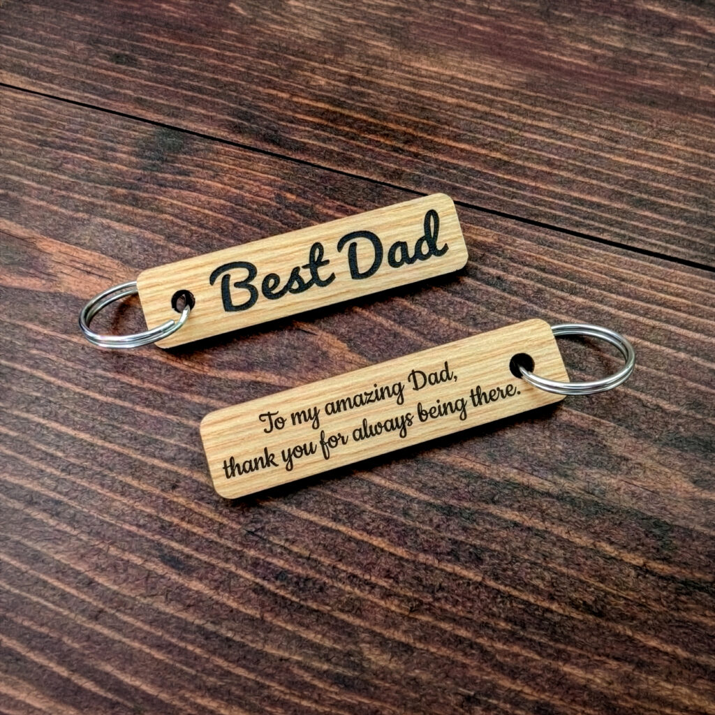 Personalized 2 Sided Wooden Flat Bar Keychain